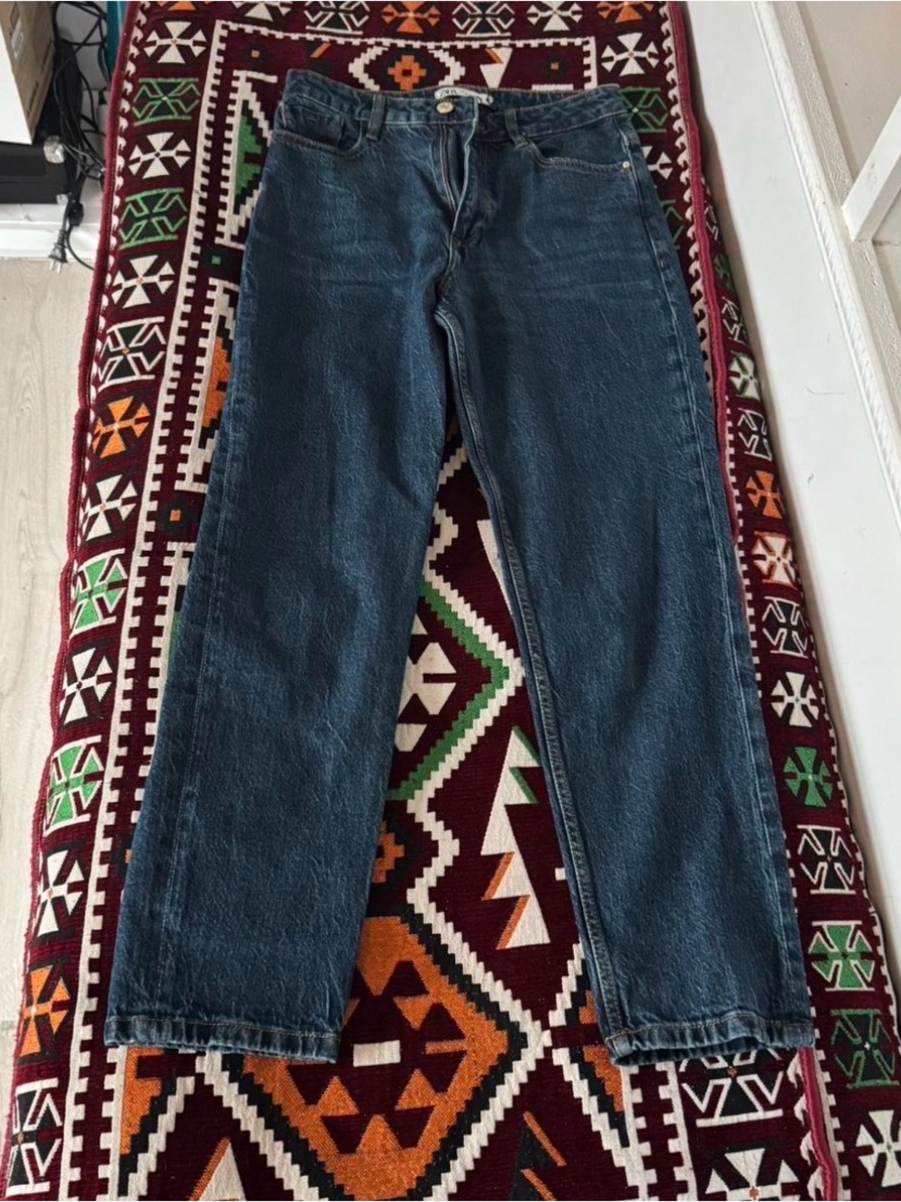 Zara Women's Dark Blue Straight Jeans